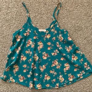 Lush Green Printed Flowy Tank Top